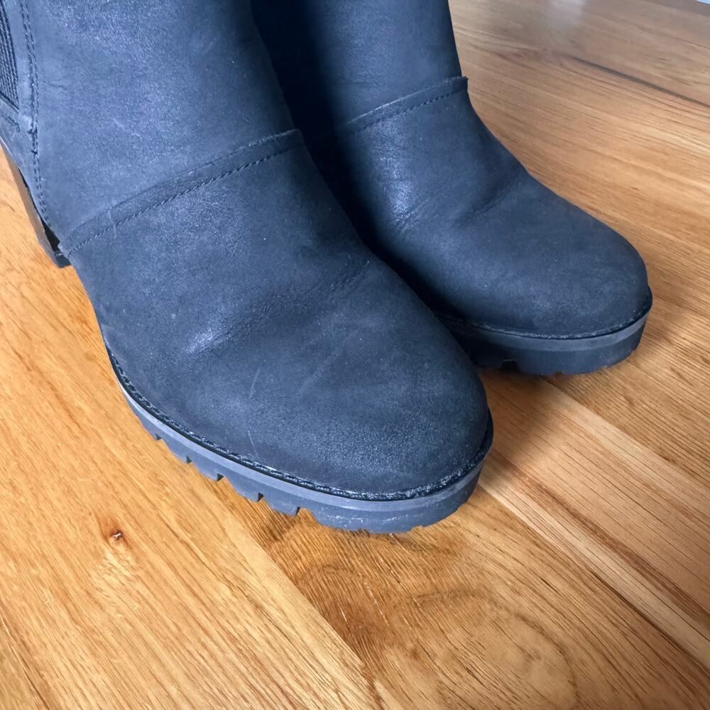 UGG Hazel Nubuck Leather Heeled Chelsea Boot Black Size 8 - Picture 5 of 12